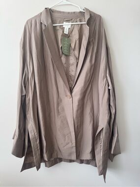 NWT H&M Oversized Brown Taupe Kimono Blazer Bell Sleeves Jacket Lagenlook Sz XL